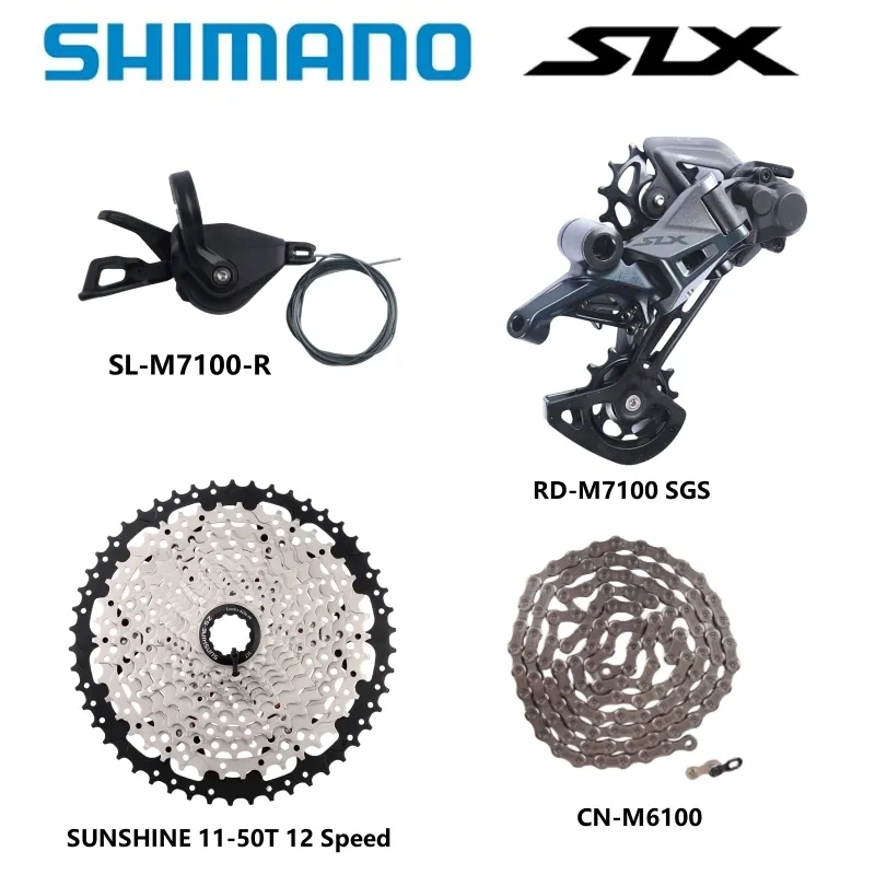 SHIMANO SLX Series SL-M7100 Shifter RD-M7100 SGS Rear Derailleur 1x12 Speed  CN-M6100 Chain SUNSHINE 50/52T Cassette Original