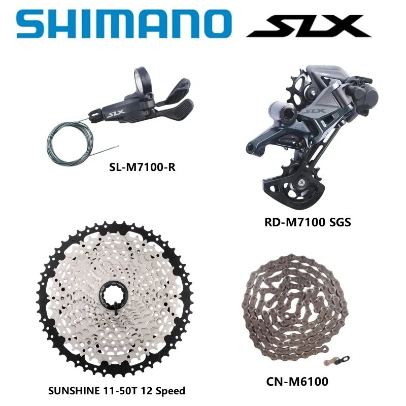 SHIMANO SLX Series SL-M7100 Shifter RD-M7100 SGS Rear Derailleur 1x12 Speed  CN-M6100 Chain SUNSHINE 50/52T Cassette Original