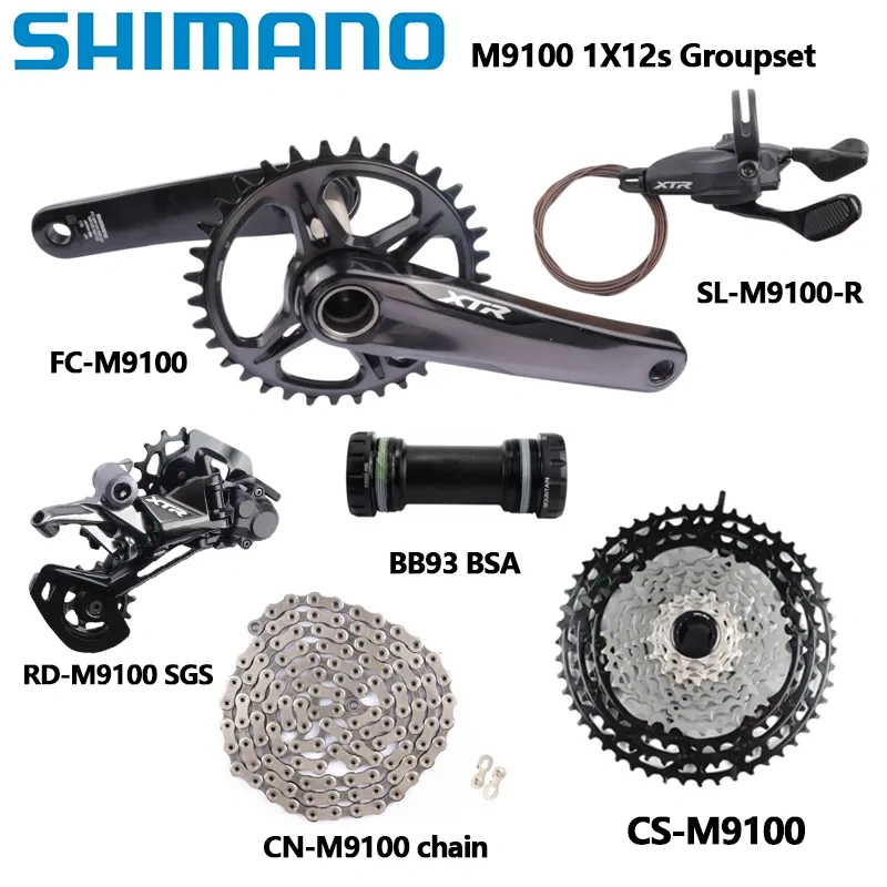 Shimano XTR M9100 Groupset 12s 165 170 175 Crank Cassette 10-51T SGS Rear Derailleur Long Cage Right Shifter BB 126 Link Chain