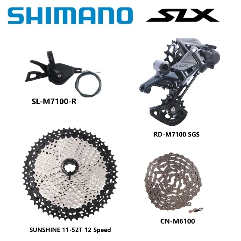 SHIMANO SLX Series SL-M7100 Shifter RD-M7100 SGS Rear Derailleur 1x12 Speed  CN-M6100 Chain SUNSHINE 50/52T Cassette Original