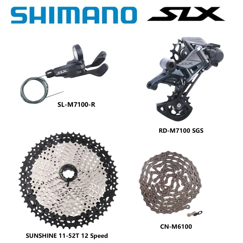 SHIMANO SLX Series SL-M7100 Shifter RD-M7100 SGS Rear Derailleur 1x12 Speed  CN-M6100 Chain SUNSHINE 50/52T Cassette Original