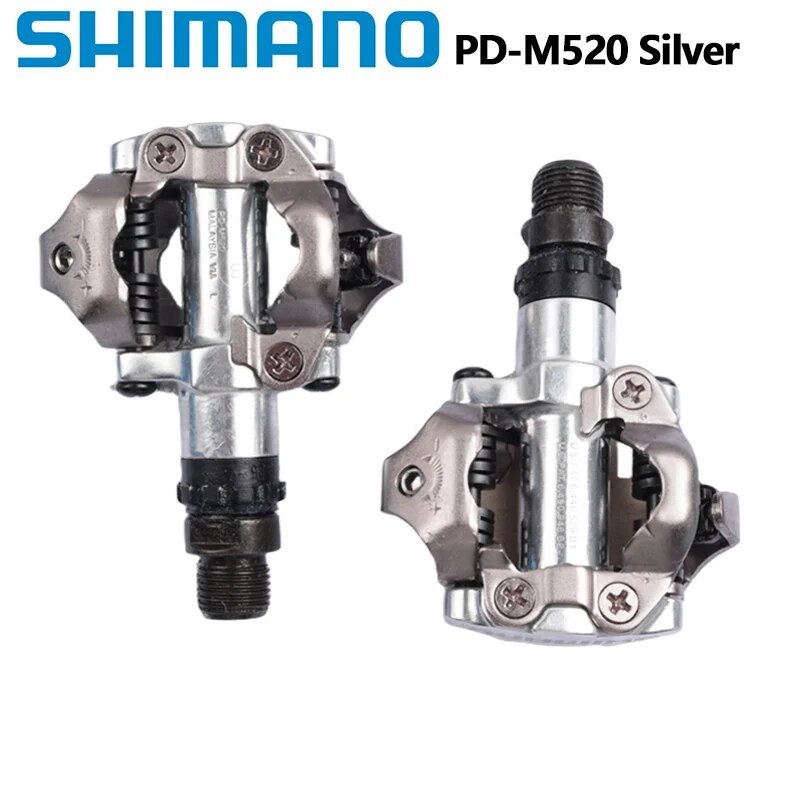 Shimano Deore M6000 M520 Pedal PD-M520 Double-sided Pedal SPD Black Silver Pedal For MTB Mountain Bike Pedal Center 55mm