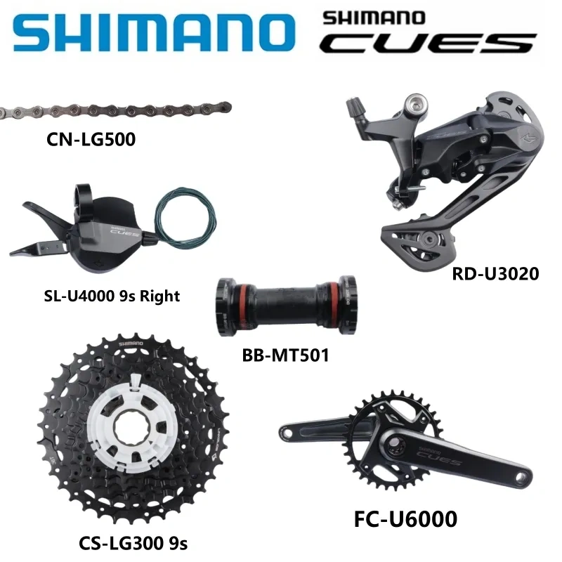 Shimano CUES U6000 9S Set SL-U4000 9s Right RD-U3020 CS-LG300 11-36T 9s LG500 Chain BB-MT500 PA MT501 BSA Original Parts Kit