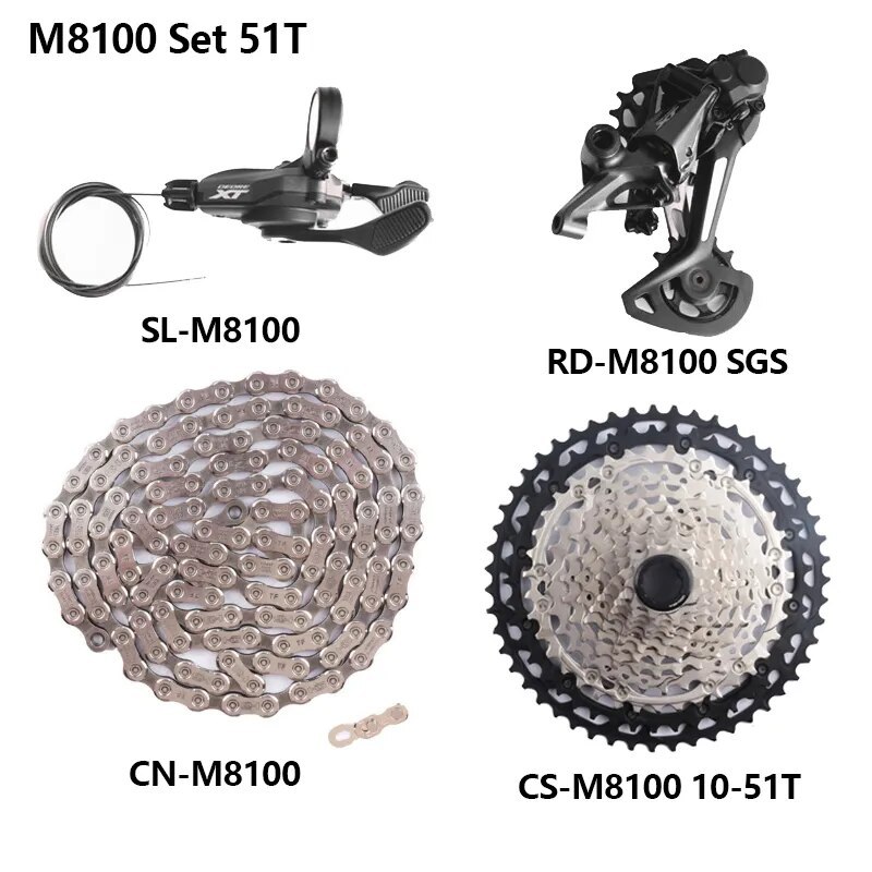 SHIMANO DEORE XT M8100 M8120 12s MTB Mountain Bike 12 Speed Sunshine 45T 51T Cassette Shifter Rear Derailleur Chain 4pcs Set