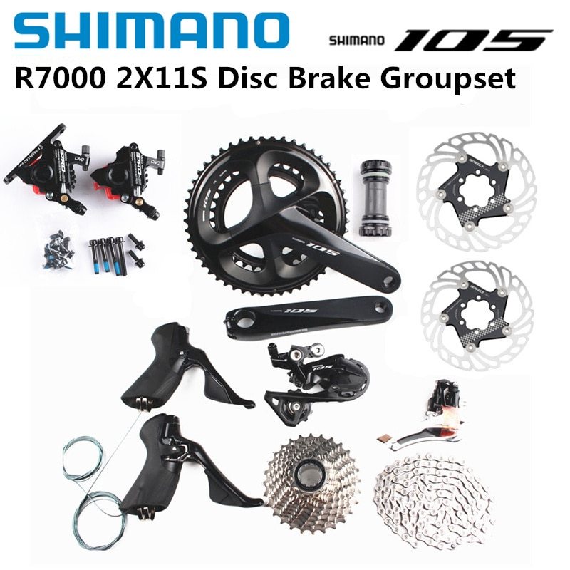 SHIMANO 105 R7000 2x11 Speed Disc Brake Set 165/170/172.5/175mm 50-34T 52-36T 53-39T Road Bike Bicycle Kit Groupset IIIPRO Brake