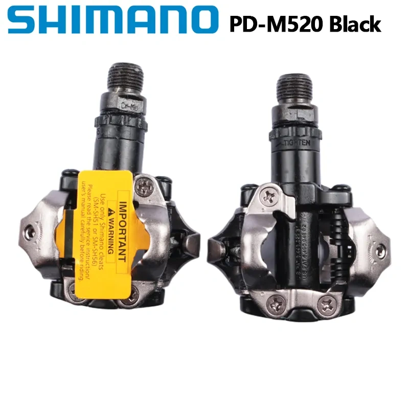 Shimano Deore M6000 M520 Pedal PD-M520 Double-sided Pedal SPD Black Silver Pedal For MTB Mountain Bike Pedal Center 55mm