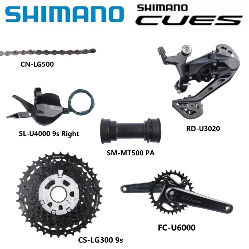 Shimano CUES U6000 9S Set SL-U4000 9s Right RD-U3020 CS-LG300 11-36T 9s LG500 Chain BB-MT500 PA MT501 BSA Original Parts Kit
