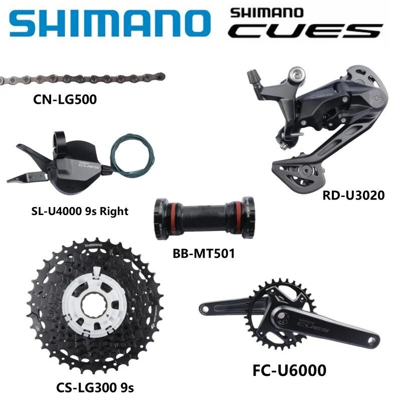 Shimano CUES U6000 9S Set SL-U4000 9s Right RD-U3020 CS-LG300 11-36T 9s LG500 Chain BB-MT500 PA MT501 BSA Original Parts Kit