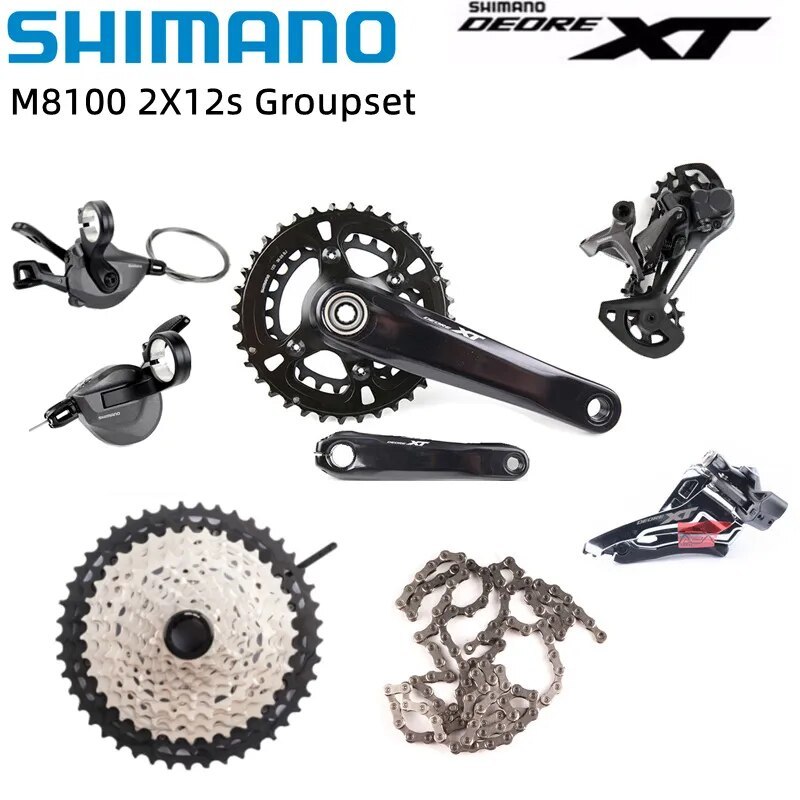 SHIMANO DEORE XT M8100 FD SL Crankset 36-26T Cassette 10-45T M8100-CN  With M8120 Rear Derailleurs For MTB Bike Groupset