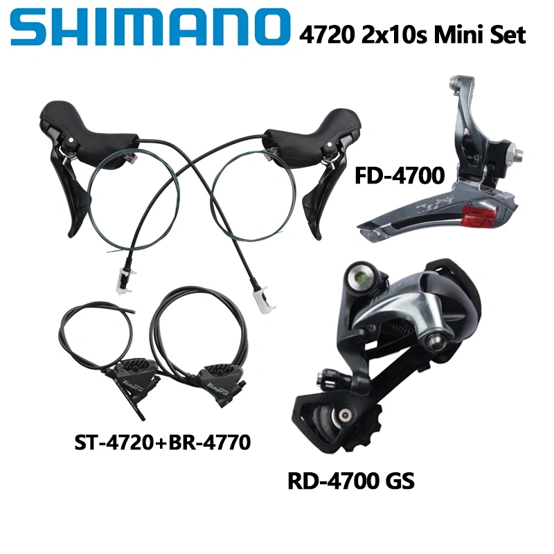 Shimano Tiagra 4720 2x10 Speed Road Bike Bicycle Mini Groupset 4700 Front +GS SS Rear Derailleur + 4720 ST Shifters 4770 Brake