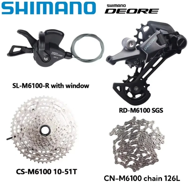 SHIMANO DEORE M6100 Groupset SL RD CN CS M6100 For 1x12s MTB Rear Derailleur 10-51T Cassette Sunshine K7 DEORE 12S 4pcs Kit