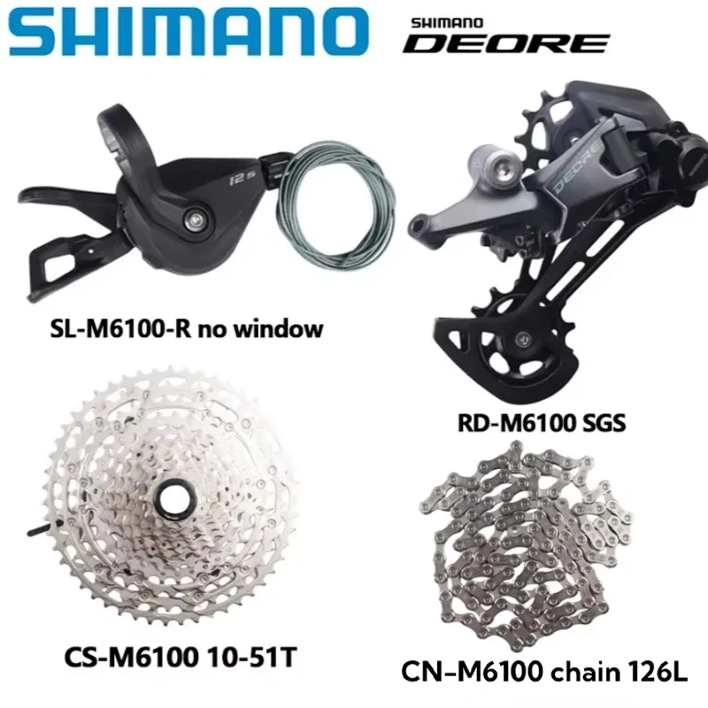 SHIMANO DEORE M6100 Groupset SL RD CN CS M6100 For 1x12s MTB Rear Derailleur 10-51T Cassette Sunshine K7 DEORE 12S 4pcs Kit
