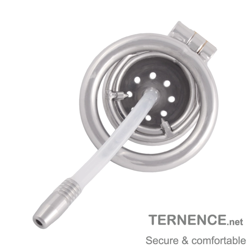 TERNENCE Super Small Male Chastity Cage Virginity Lock Cock Cage with Urethral Tube and Anti-Off Ring