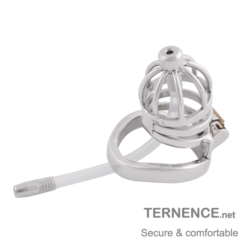 TERNENCE Hypoallergenic Stainless Steel Cock Cage Virginity Lock with Urethral Tube