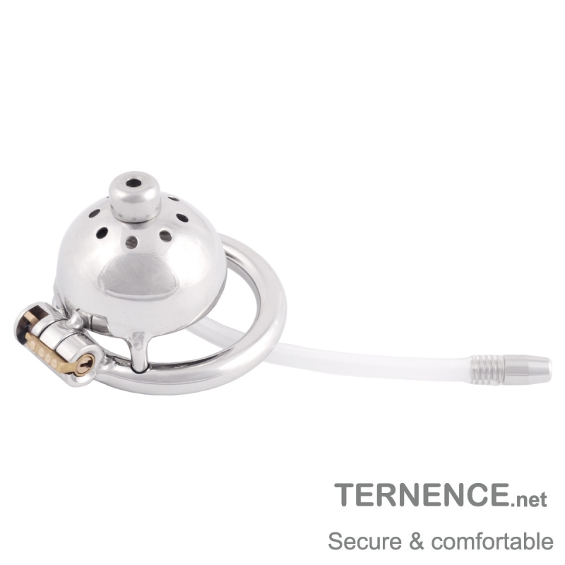 TERNENCE Small Male Cock Cage Chastity Locked Sex Toy with Catheter