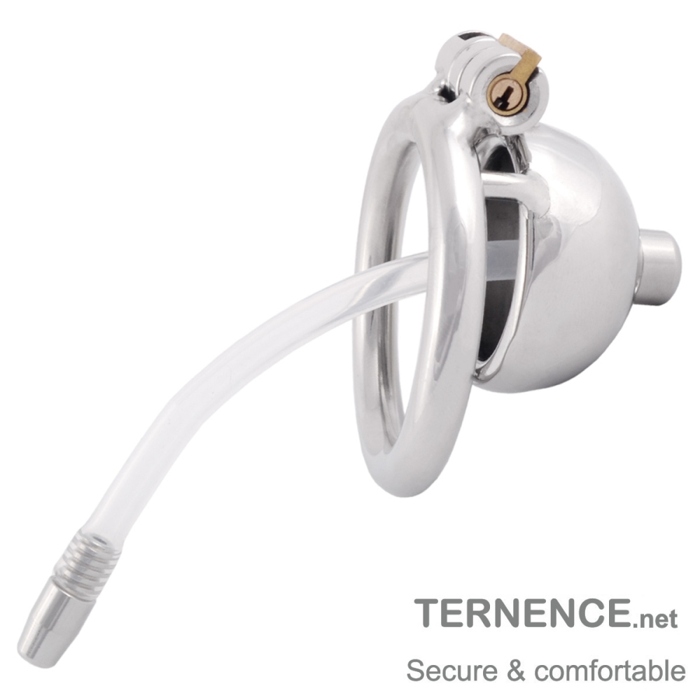 TERNENCE Small Male Cock Cage Chastity Locked Sex Toy with Catheter