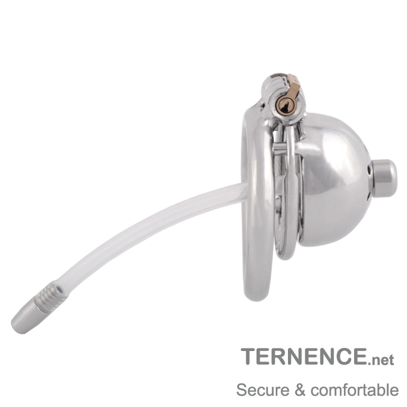 TERNENCE Super Small Male Chastity Cage Virginity Lock Cock Cage with Urethral Tube and Anti-Off Ring