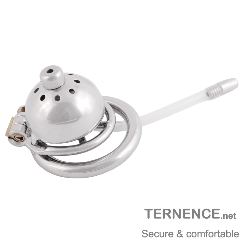 TERNENCE Super Small Male Chastity Cage Virginity Lock Cock Cage with Urethral Tube and Anti-Off Ring