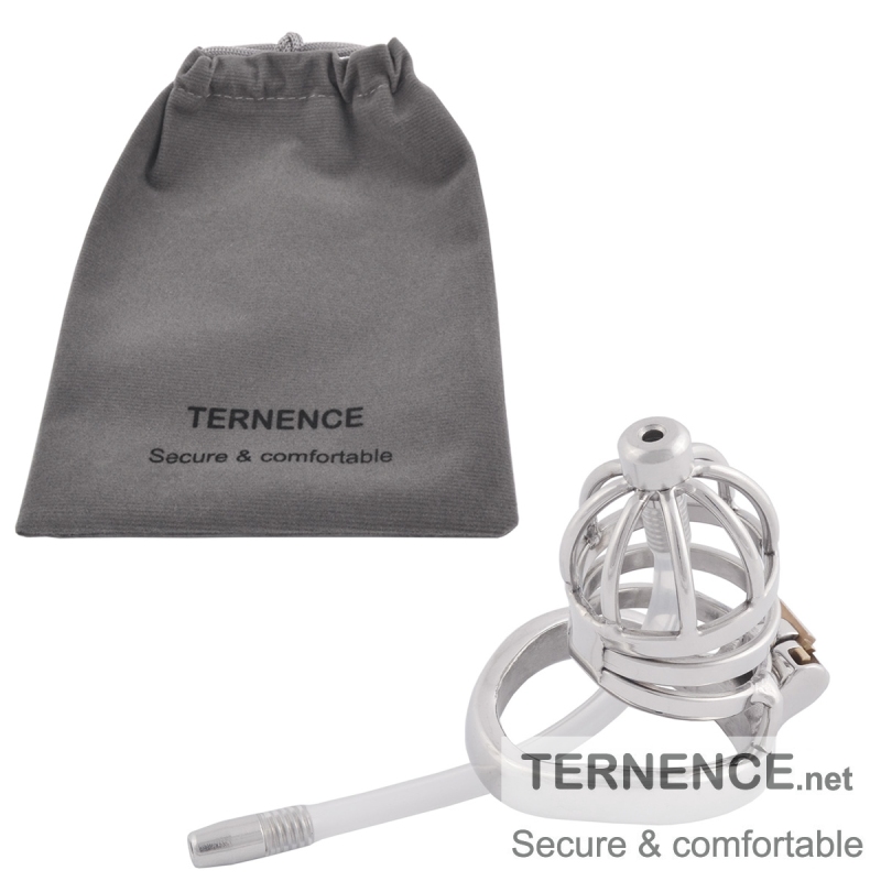 TERNENCE Hypoallergenic Stainless Steel Cock Cage Virginity Lock with Urethral Tube