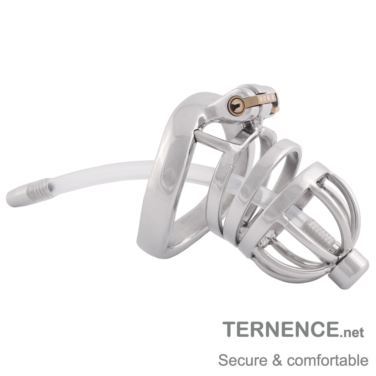 TERNENCE Hypoallergenic Stainless Steel Cock Cage Virginity Lock with Urethral  Tube