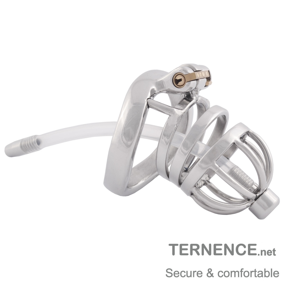 TERNENCE Hypoallergenic Stainless Steel Cock Cage Virginity Lock with Urethral Tube