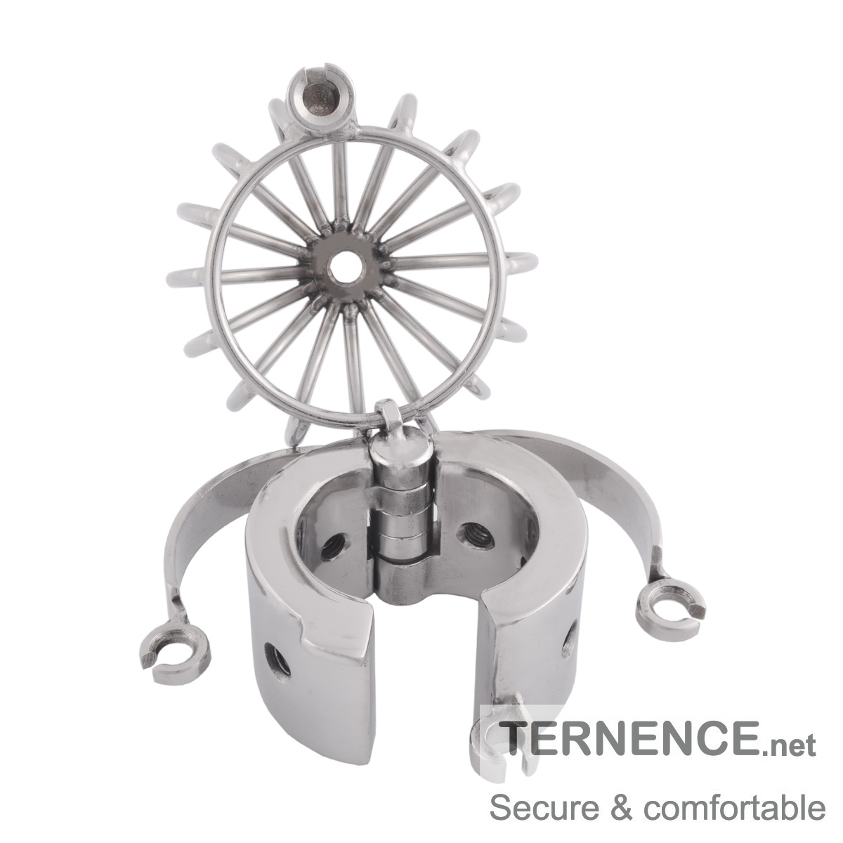 TERNENCE Male Chastity Device Stainless Steel Cage Cock Ring Ball Stretchers
