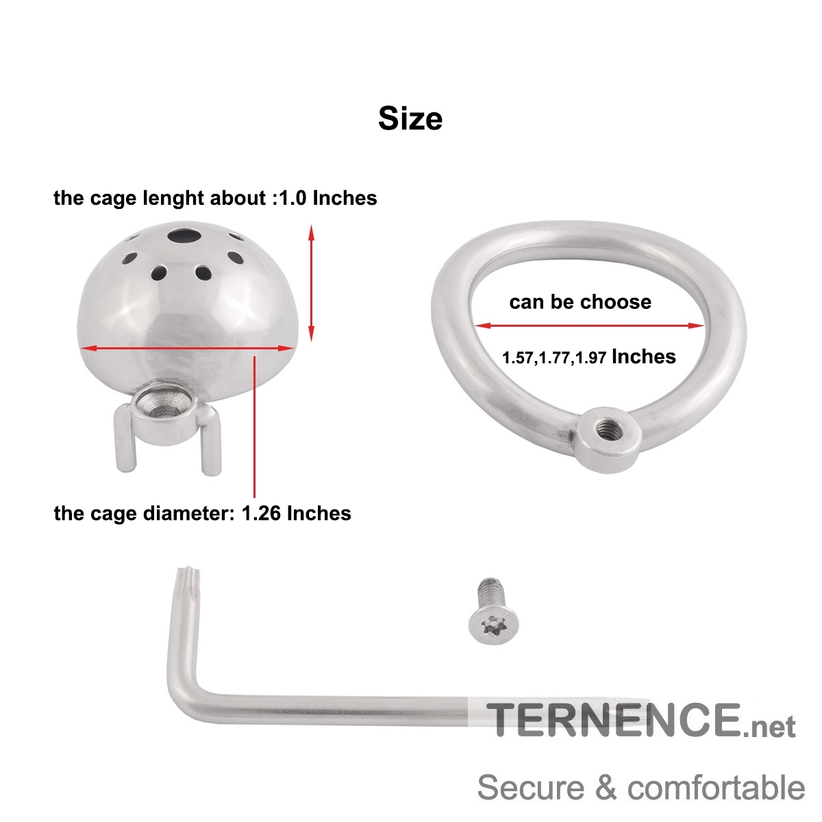 TERNENCE Short Male Cock Cage Penis Lock Device with Fetish Erotic Sex Toys for Men