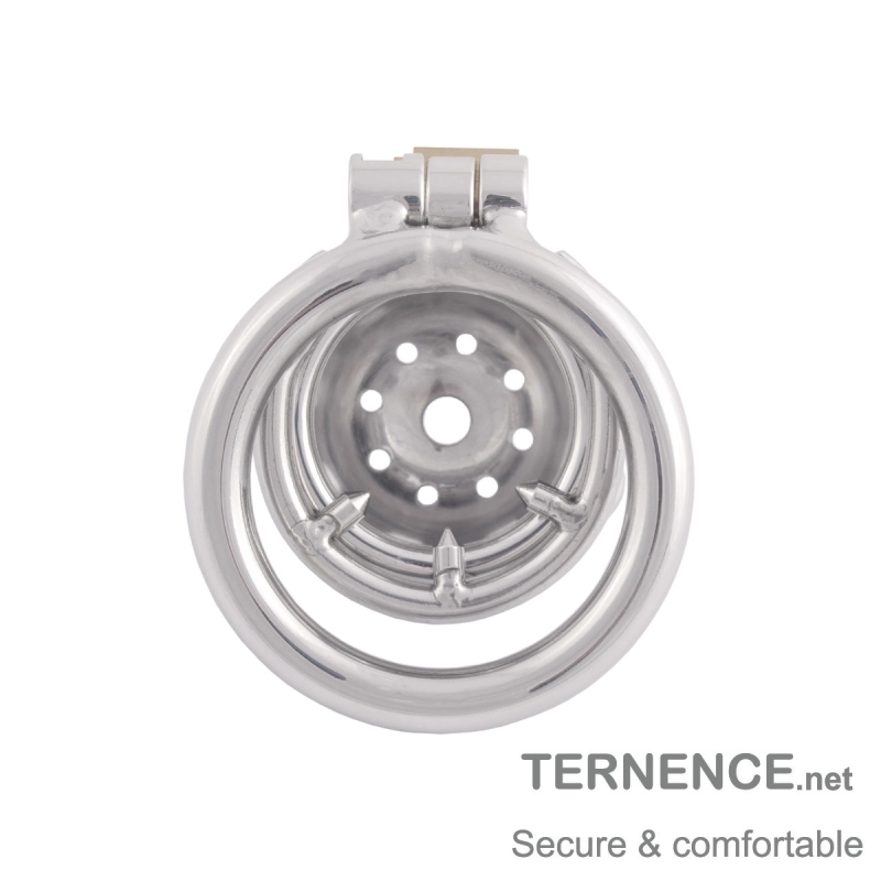 TERNENCE Men's Virginity Lock Belt Male Chastity Cock Cage Anti-Off Ring (Cage Two Dowel pins Distance: 31mm / 1.22 Inches)