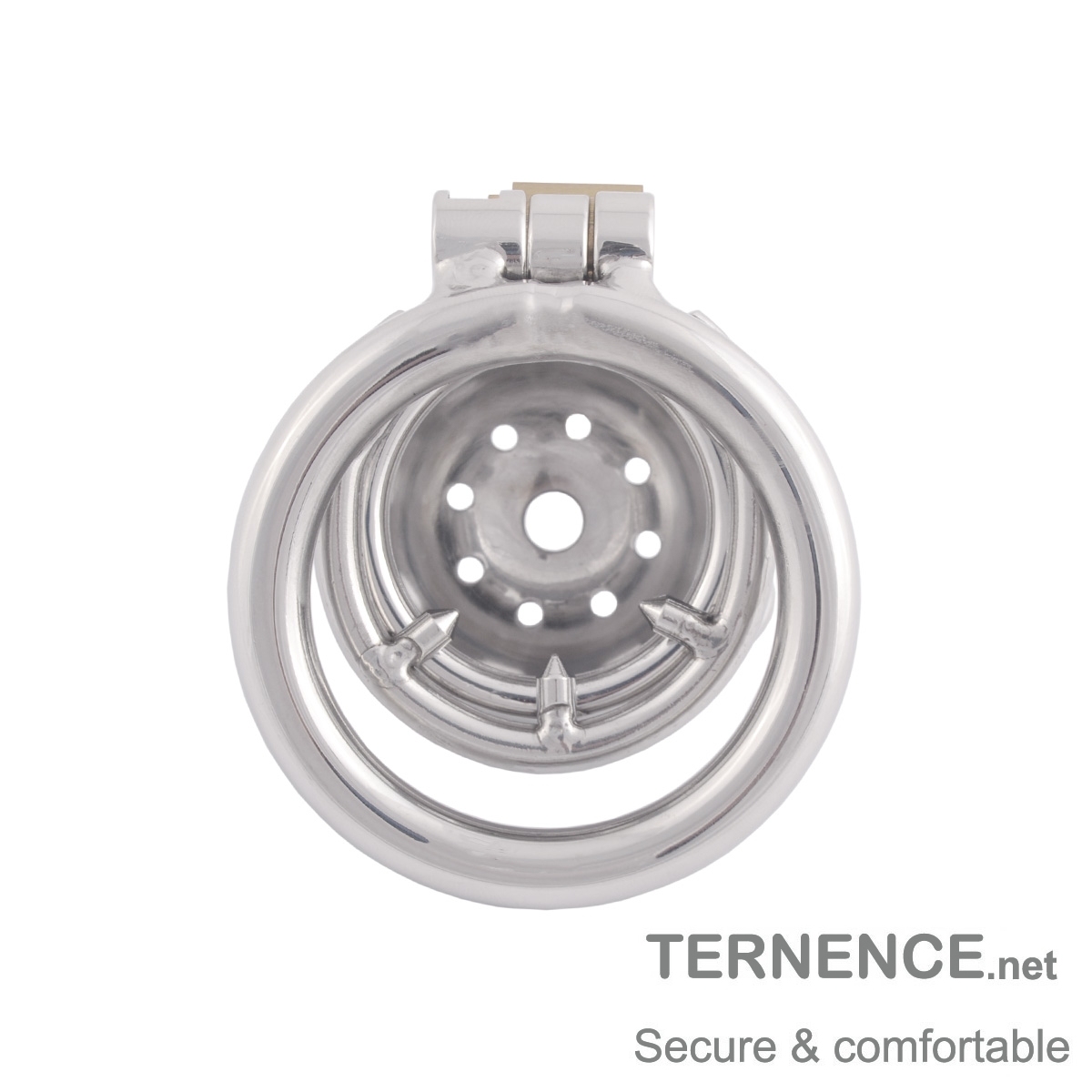 TERNENCE Men's Virginity Lock Belt Male Chastity Cock Cage Anti-Off Ring (Cage Two Dowel pins Distance: 31mm / 1.22 Inches)