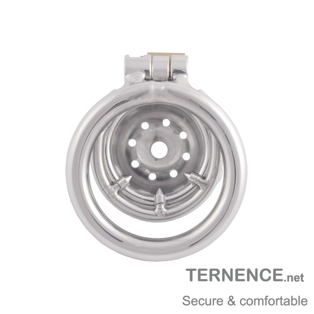 TERNENCE Men's Virginity Lock Belt Male Chastity Cock Cage Anti-Off Ring (Cage Two Dowel pins Distance: 31mm / 1.22 Inches)
