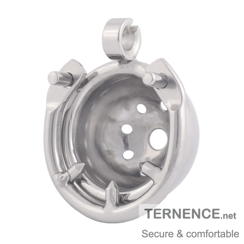 TERNENCE Men's Virginity Lock Belt Male Chastity Cock Cage Anti-Off Ring (Cage Two Dowel pins Distance: 31mm / 1.22 Inches)