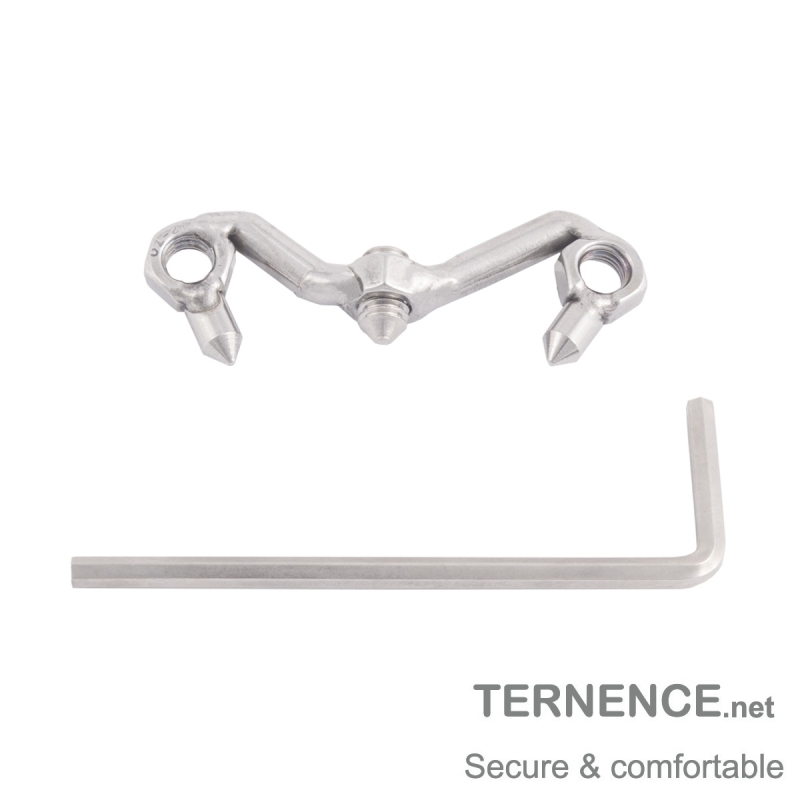 TERNENCE Men's Virginity Lock Belt Male Chastity Cock Cage Anti-Off Ring (Cage Two Dowel pins Distance: 38mm / 1.50 Inches)