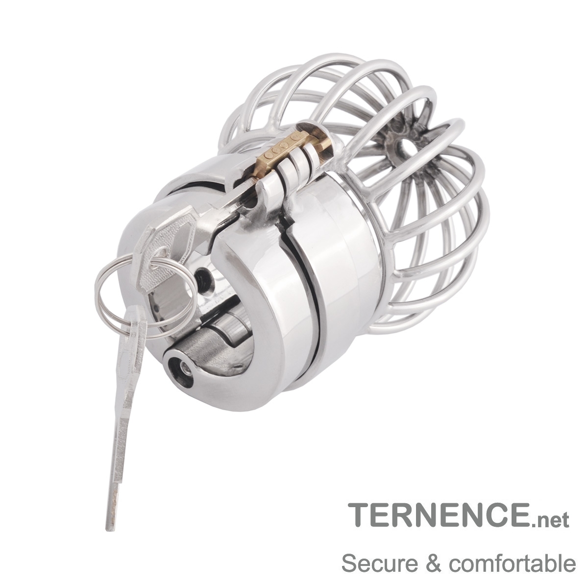 TERNENCE Male Chastity Device Stainless Steel Cage Cock Ring Ball Stretchers