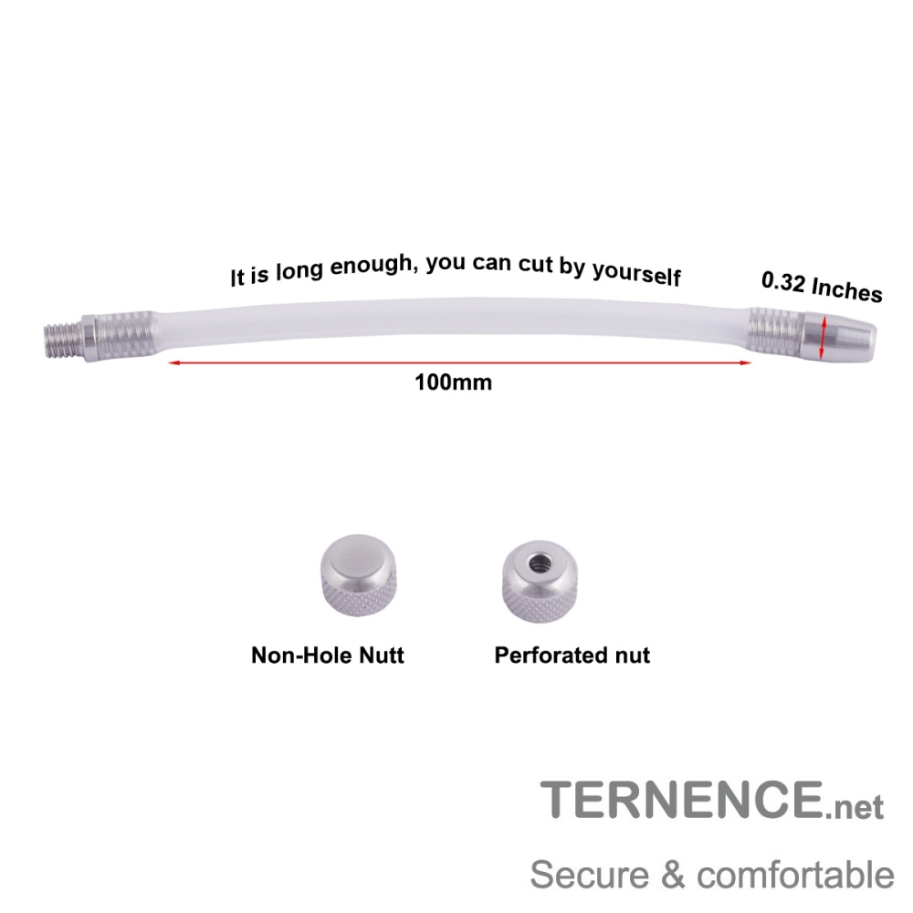 TERNENCE Male Stainless Steel Chastity Cock Cage Accessories Universal 8mm Silicone Tubing with a Perforated nut + a Non-Hole Nutt (Q15)