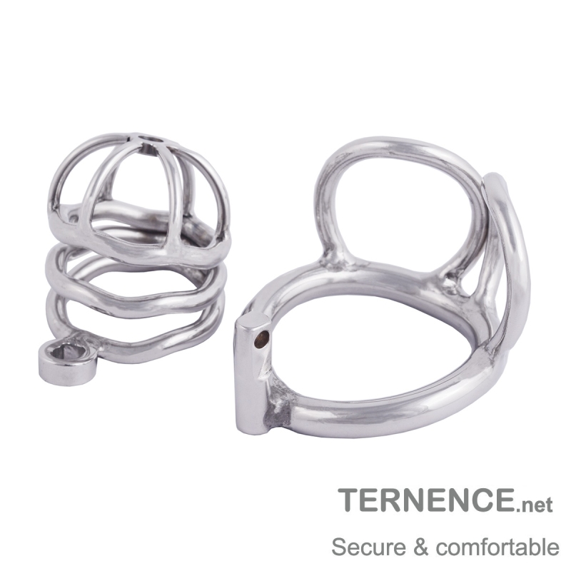 TERNENCE Male Chastity Device Stainless Steel Cock Cage Penis Ring with Padlock for Adult Game Sex Toy