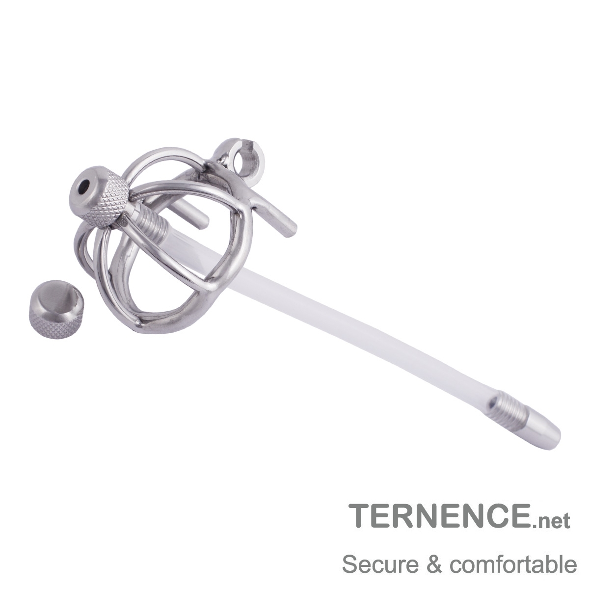 TERNENCE Male Stainless Steel Chastity Cock Cage Accessories Universal 8mm Silicone Tubing with a Perforated nut + a Non-Hole Nutt (Q15)