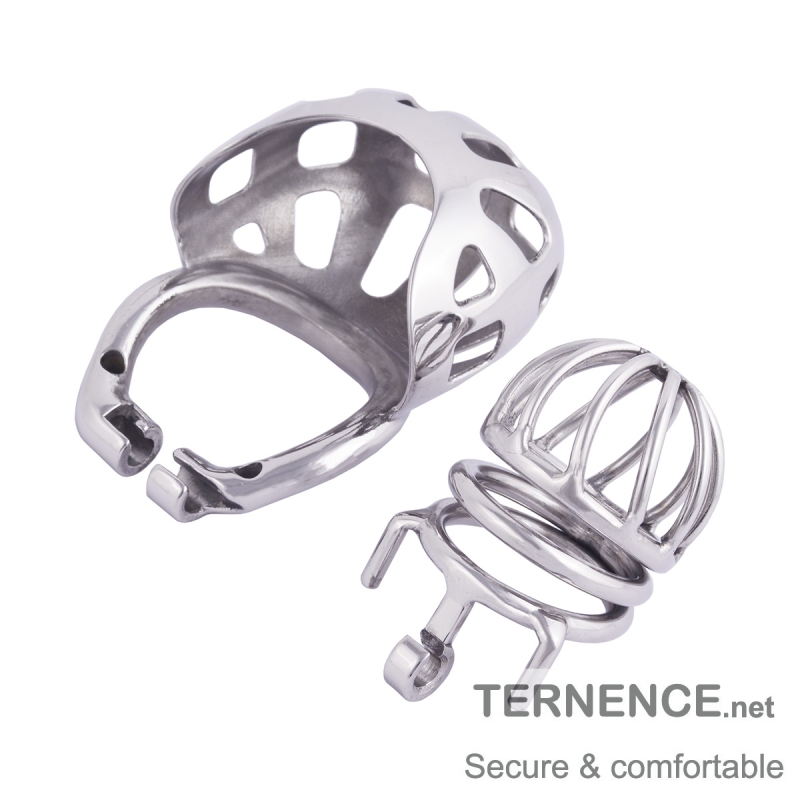TERNENCE Metal Chastity Cage Device with Ergonomic Design Wrapped Scrotum Ring for Male SM Penis Exercise Sex Toys