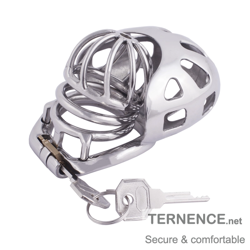 TERNENCE Metal Chastity Cage Device with Ergonomic Design Wrapped Scrotum Ring for Male SM Penis Exercise Sex Toys