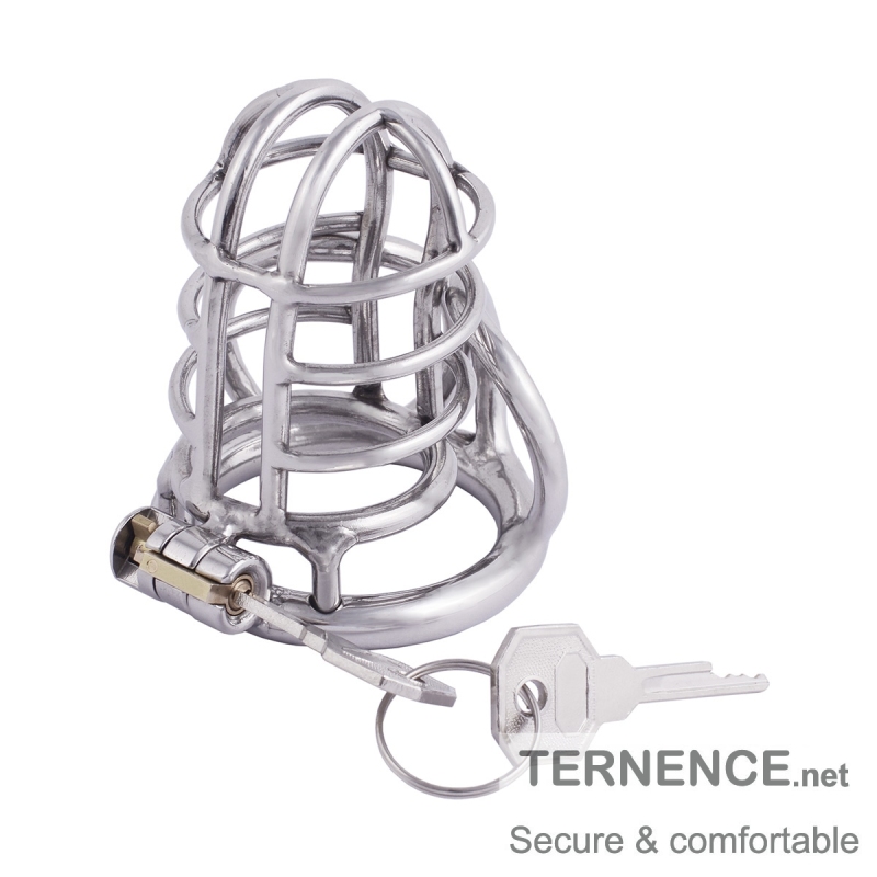 TERNENCE Male Chastity Cage Base Ring 304 Stainless Steel Cage Closed Ring with Scrotal Splitter