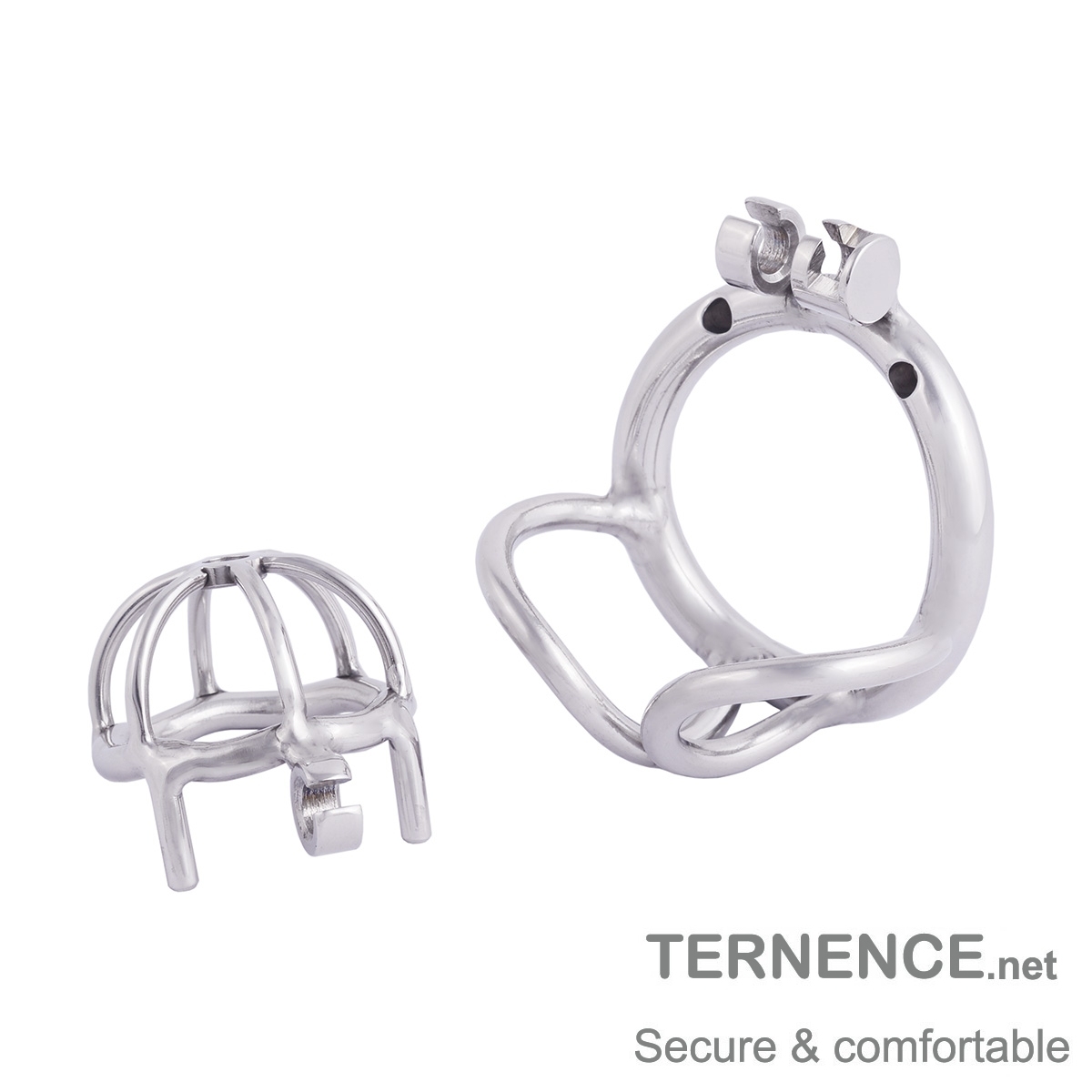 TERNENCE Male Cock Cage Base Ring Ergonomic Design Stainless Steel Chastity Device Closed Ring with Scrotal Splitter