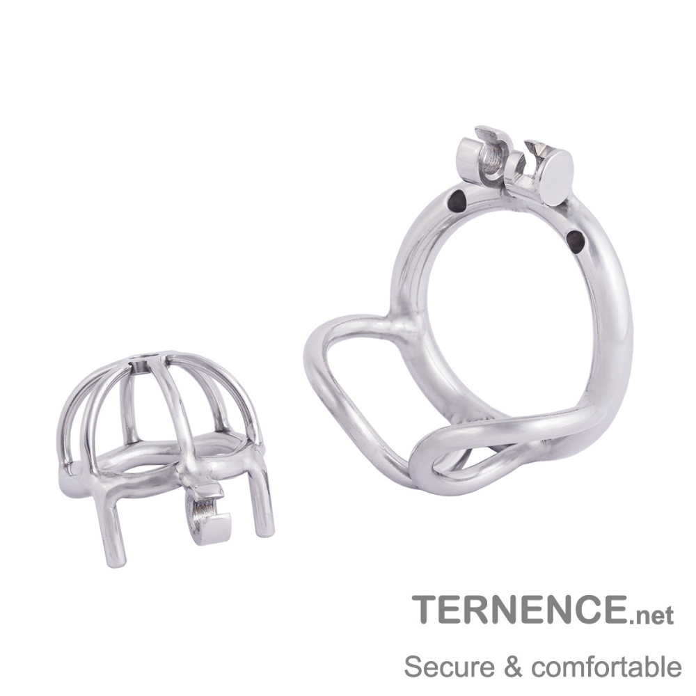 TERNENCE Male Cock Cage Base Ring Ergonomic Design Stainless Steel Chastity Device Closed Ring with Scrotal Splitter