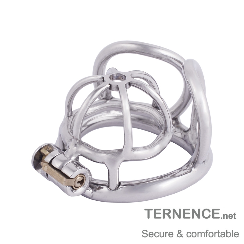 TERNENCE Male Cock Cage Base Ring Ergonomic Design Stainless Steel Chastity Device Closed Ring with Scrotal Splitter