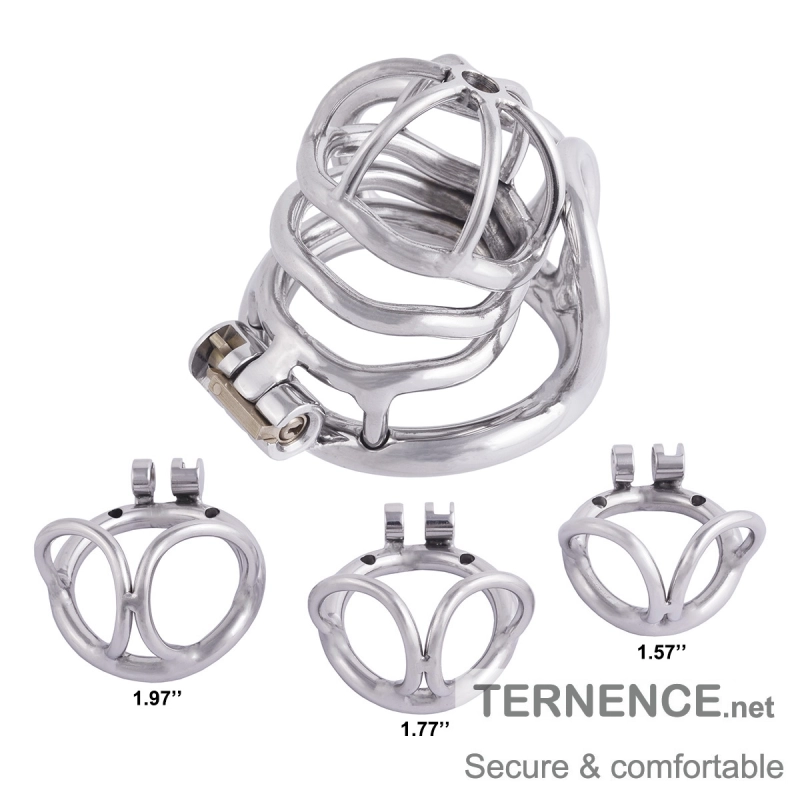 TERNENCE Male Cock Cage Base Ring Ergonomic Design Stainless Steel Chastity Device Closed Ring with Scrotal Splitter