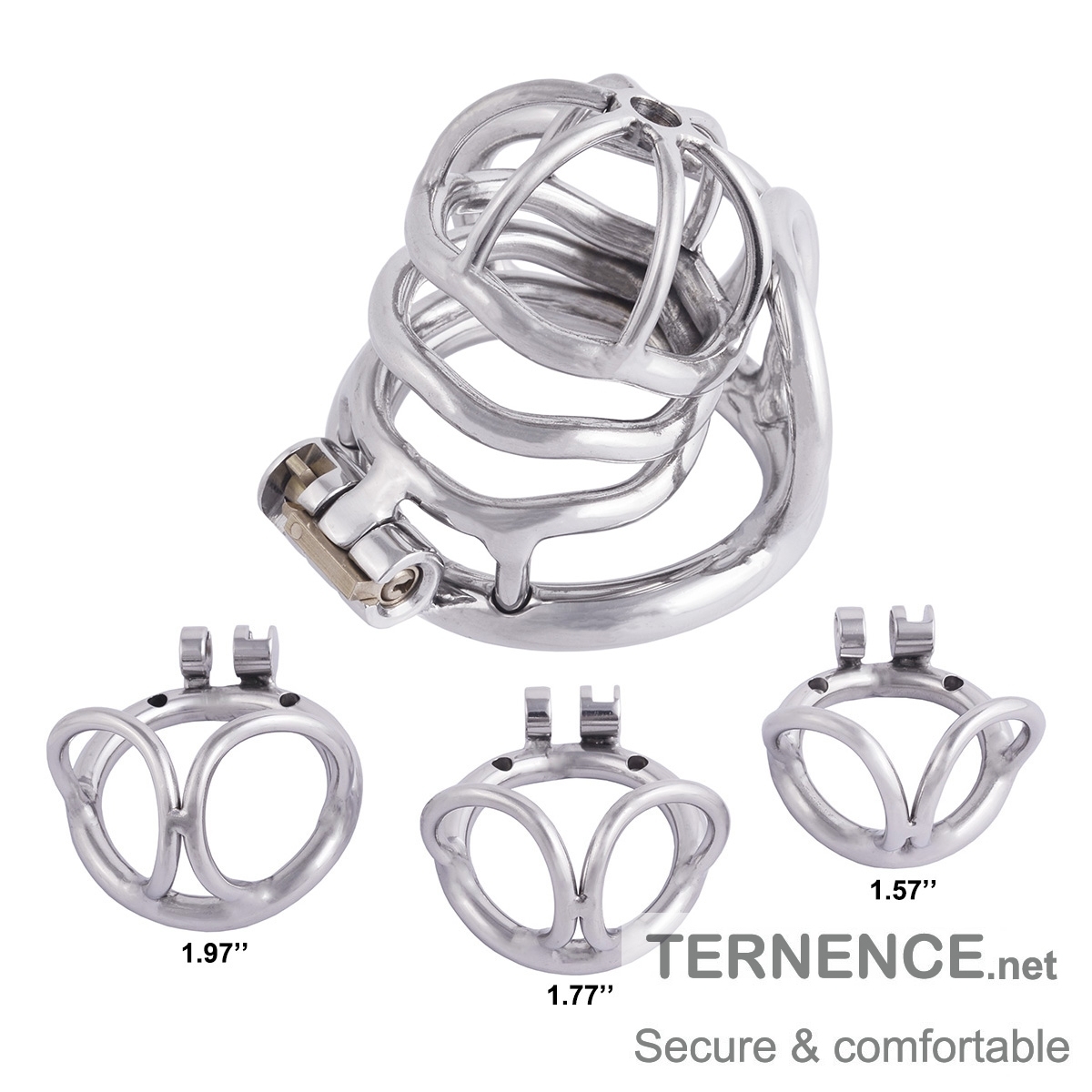 TERNENCE Male Cock Cage Base Ring Ergonomic Design Stainless Steel Chastity Device Closed Ring with Scrotal Splitter