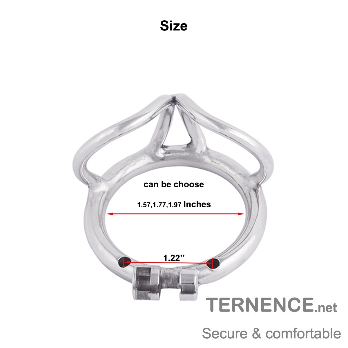 TERNENCE Male Chastity Cage Base Ring 304 Stainless Steel Cage Closed Ring with Scrotal Splitter