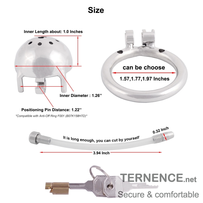 TERNENCE Small Male Cock Cage Chastity Locked Sex Toy with Catheter