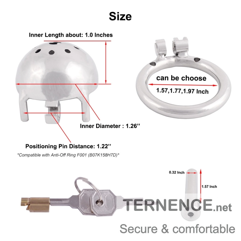 TERNENCE Stainless Steel Male Chastity Device Male Virginity Lock Cock Cage with Tube