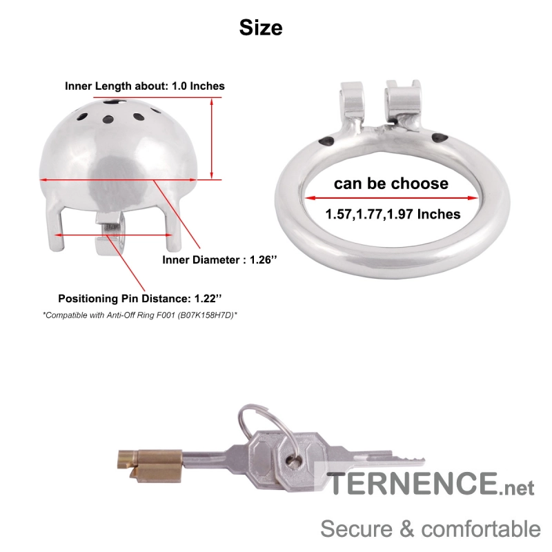 TERNENCE Penis Ring Virginity Lock Stainless Steel Chastity Cock Cage Adult Game Sex Toy  for Closed Ring (only cages do not include rings and locks)