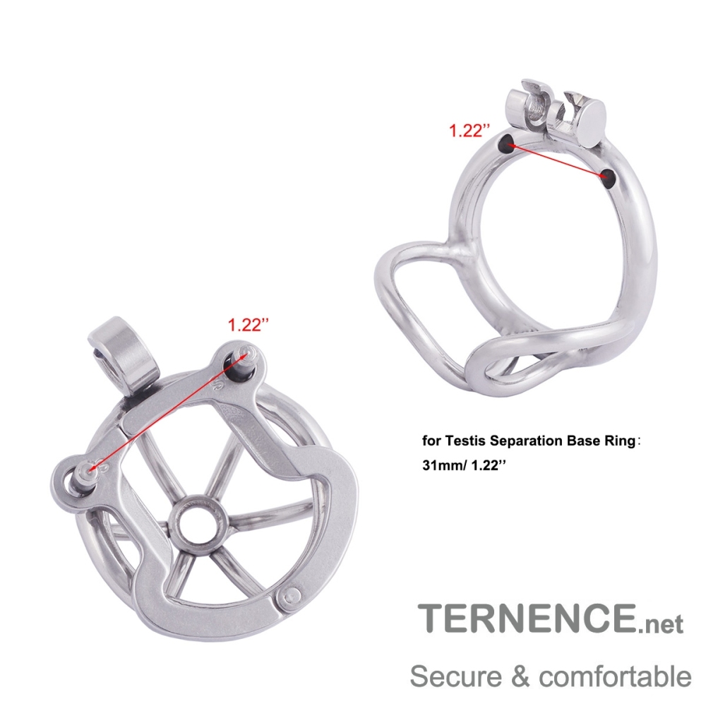 TERNENCE Men's Virginity Lock Belt Male Chastity Cock Cage Anti-Off Ring (for Testis Separation Base Ring：31mm/ 1.22’’)