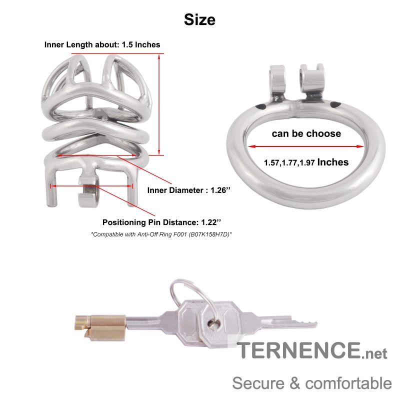 TERNENCE Stainless Steel Small Male Chastity Device Ergonomic Design Stealth Lock for Adults Solitary Extreme Confinement Cage